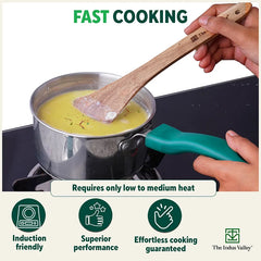 Tri-Steel Stainless Steel Tea/Milk Pan+ Lid, Premium Quality, Tri-ply (3 Layer) Bottom, Soft-touch Handle, 100% Toxin-free, Non-stick, Induction & Gas, 1/1.4 L, 14/16 cm