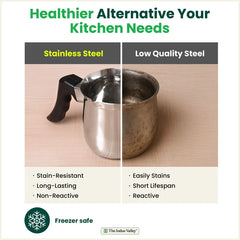 Stainless Steel Turkish Coffee Warmer - Stay-Cool Handle, Induction Friendly, 100% Food-Safe – 500ml / 900ml