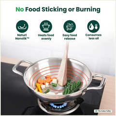 TurboCuk Tri-ply Stainless Steel Kadai+ Glass Lid, Premium Quality, 3 Layer Thick Body, 100% Toxin-free, Non-stick, Induction & Gas, 1.7/2.7/3.5L