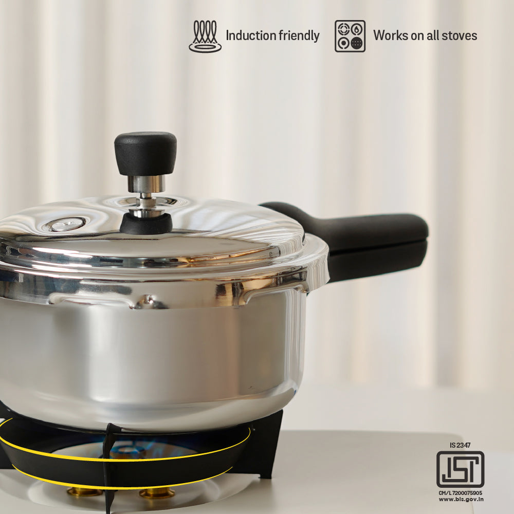 MEYER Presta 3L Pressure Cooker + Steel Ladle Set of 2