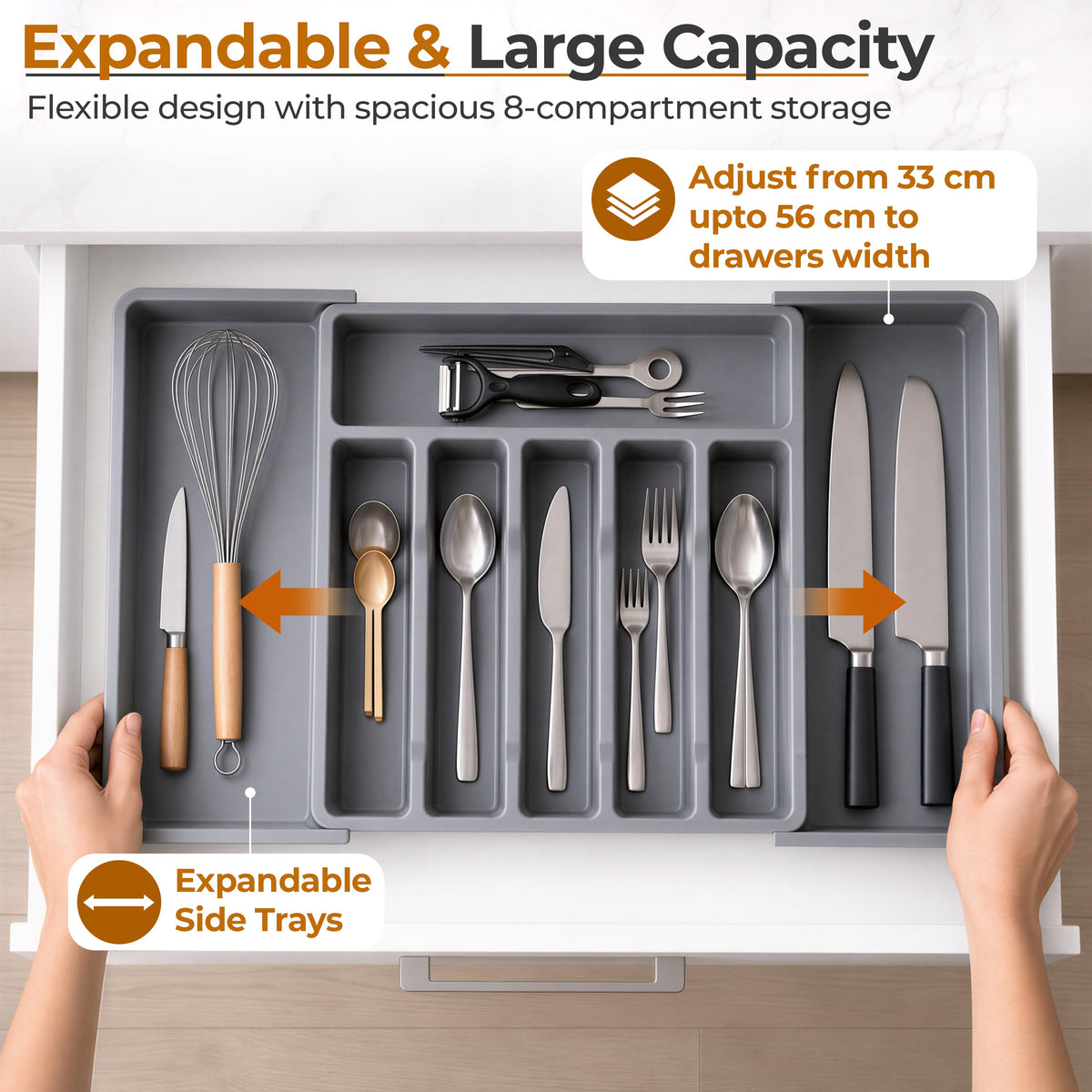 Plantex Expendable Cutlery Tray/Cutlery Organizer for Kitchen Drawer-3