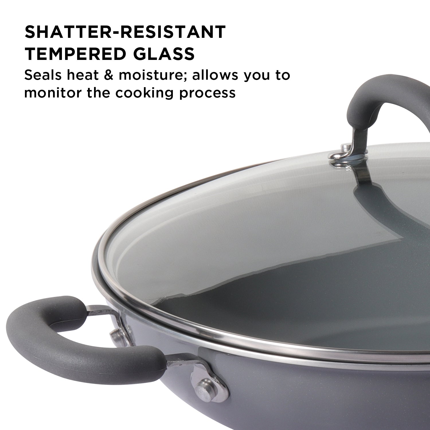 Meyer Anzen Ceramic Coated Cookware 3-Piece Set - 20cm Frypan + Wok/Kadai with Interchangeable Lid