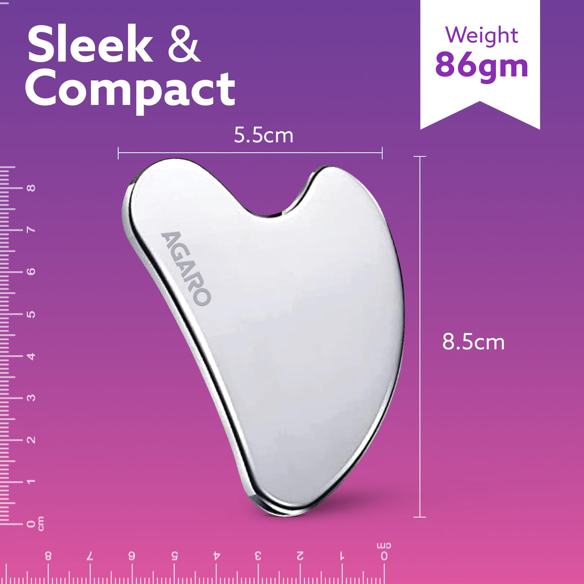 AGARO Premium Stainless Steel Gua Sha Tool – Facial Massager for Face, Neck & Eyes, Tightens Skin, Reduces Wrinkles & Re