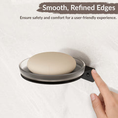Plantex Single Soap Dish/Stainless Steel Glass Soap Holder/Case/Stand/Soap Bar for Kitchen/Bathroom Accessories - Pack of 1 (Black)-4