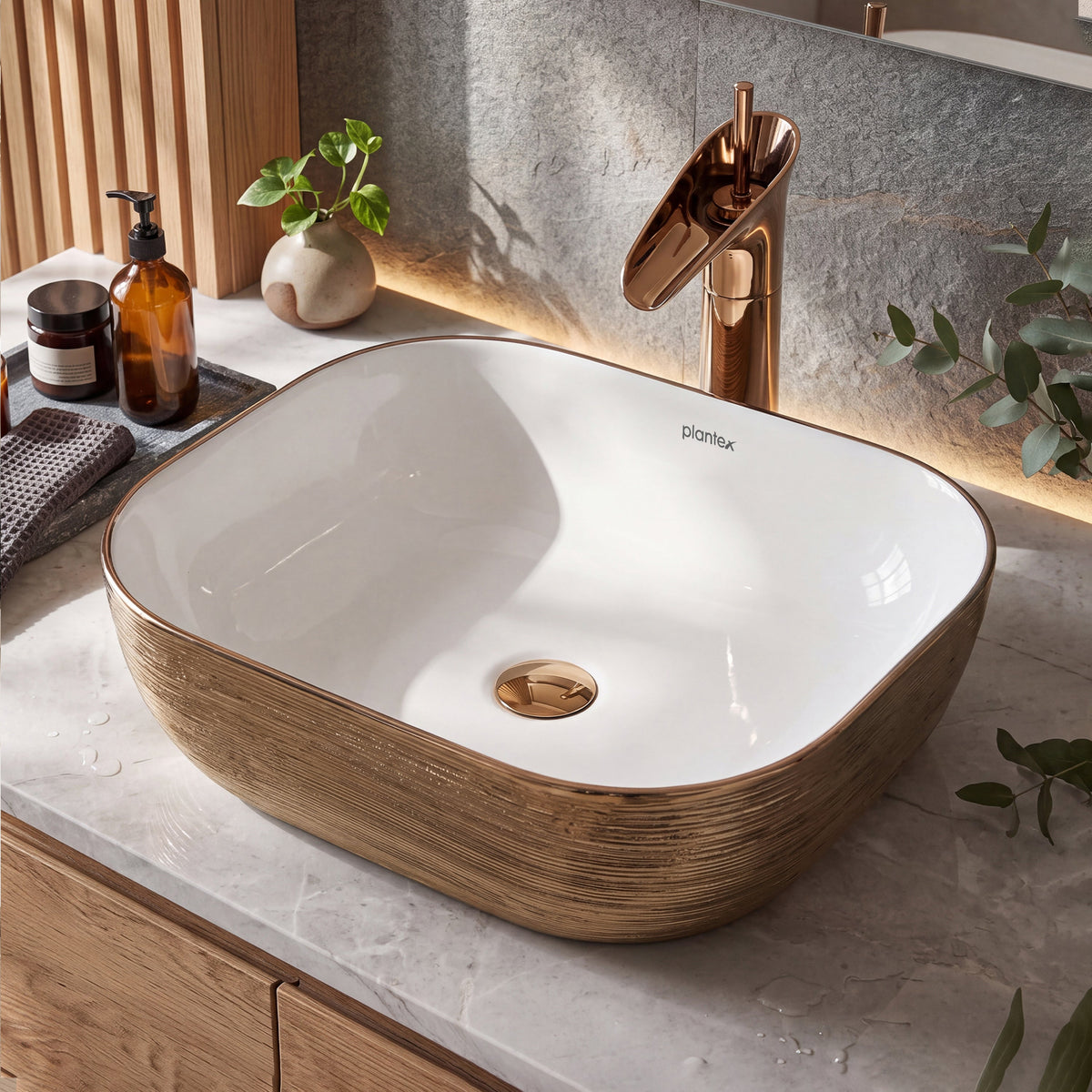 Plantex Ceramic Table Top Wash Basin/Basin for Bathroom/Washbasin/Bathroom Sink - Indo European Collection (19.7 x 15 x 5.5 Inch)-3