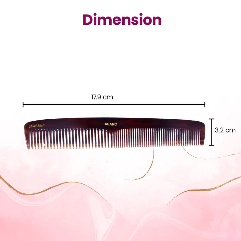 AGARO Hand Made Cellulose Acetate Comb HMC72, All Fine Tooth Dressing Comb, Smooth Rounded Teeth, Hair Styling, Hair Bru