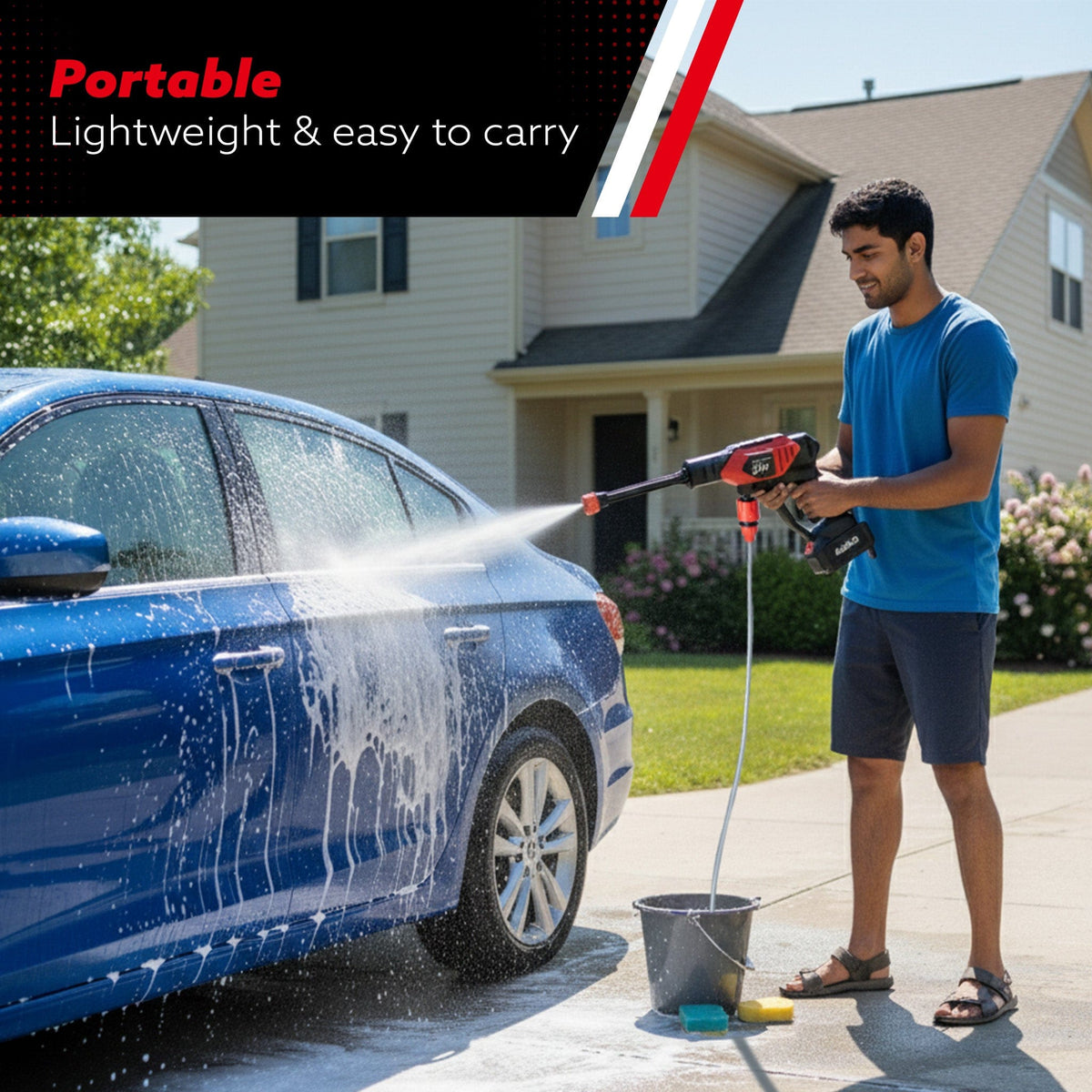 AGARO Marvel Cordless High Pressure Washer Gun | 24V Rechargeable Battery (2 x 1500mAh) | 110–240V | 10 Bar | 6-in-1 Adj