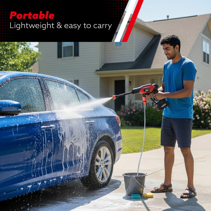 AGARO Marvel Cordless High Pressure Washer Gun | 24V Rechargeable Battery (2 x 1500mAh) | 110–240V | 10 Bar | 6-in-1 Adj