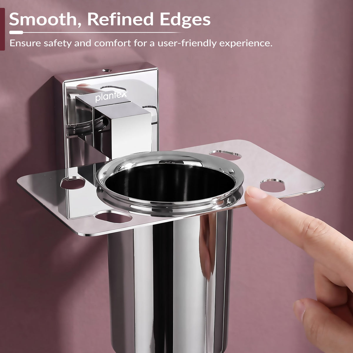 Plantex Stainless Steel Toothbrush Holder for Bathroom/Wall Mounted Toothbrush Holder/Bathroom Accessories - (Chrome)-3