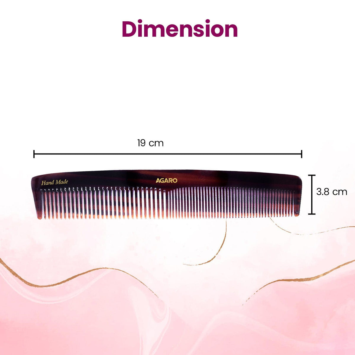 AGARO Hand Made Cellulose Acetate Comb HMC75, All Fine Tooth Dressing Comb, Smooth Rounded Teeth, Hair Styling, Hair Bru