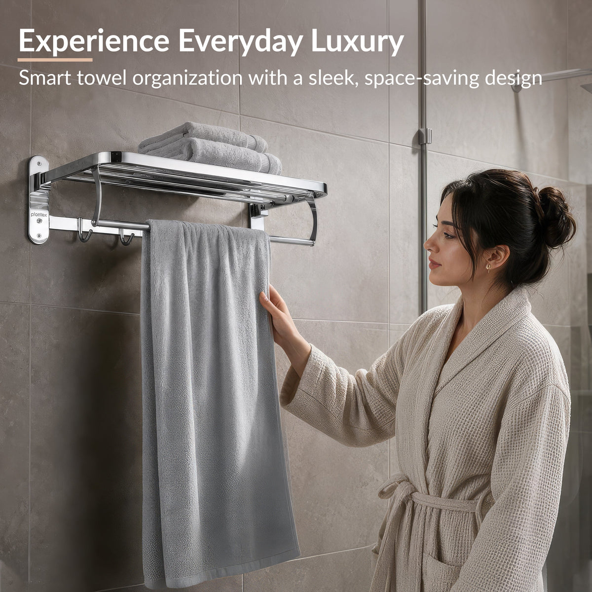 Plantex 304 Grade Stainless Steel Towel Rack in Bathroom/Towel Holder/Bathroom Accessories (24 Inch) Chrome-6