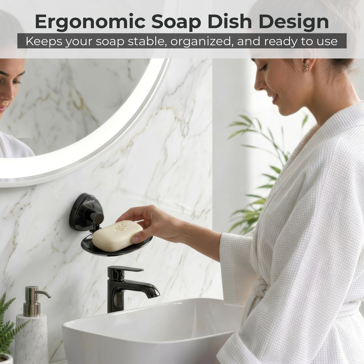 Plantex J4 Stainless Steel Wall Mounted Soap Holder for Bathroom/Soap Holder for Kitchen/Soap Stand for Bathroom/Bathroom Accessories (PVD Black Finish) Angel-6