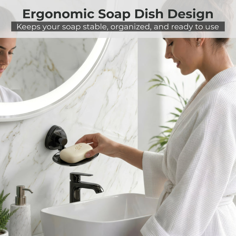 Plantex J4 Stainless Steel Wall Mounted Soap Holder for Bathroom/Soap Holder for Kitchen/Soap Stand for Bathroom/Bathroom Accessories (PVD Black Finish) Angel-6