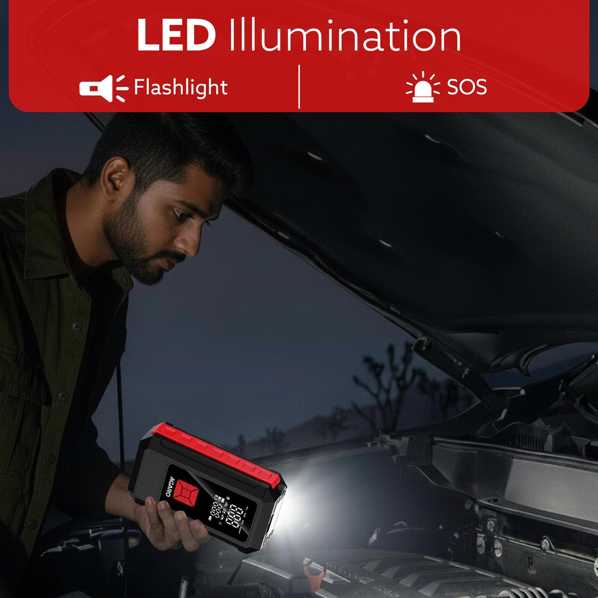 AGARO Regal Tyre inflator & Jump Starter, For Cars & Bikes, 12V, Upto 150 PSI, 10000 mAH Powerful Battery, LED Light, Di