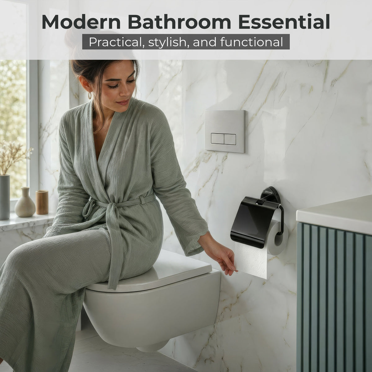 Plantex J4 Stainless Steel Toilet Paper Holder for Bathroom/Tissue Holder for Washroom/Toilet roll Holder for Wall Mounted/Bathroom Accessories (PVD Black Finish) Angel-6