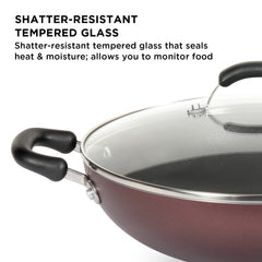 Meyer Merlot Non-Stick 3pcs Set 26cm Frypan + 26cm Kadai Set with Interchangeable Glass Lid