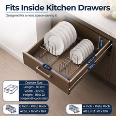 Plantex Stainless Steel Thali Stand/Plate Rack-Stand/Dish Rack/Plate Fixer for Modular Kitchen/Tandem Box Accessories- Set of 2 (Chrome)-6