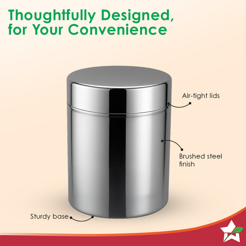 Wonderchef Modena Stainless-steel Kitchen Organiser 2 Pc. Set with Lid for Kitchen/Dining Table, Store Tea Coffee Sugar,