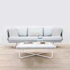 Astor Outdoor Garden Balcony Sofa Set 3 Seater , 2 Single Seater and 1 Center Table Set Braid & Rope (Grey-Off White)