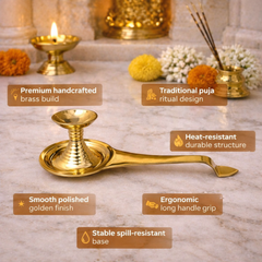 Brass Dhoop Aarti Spoon (9.8 Inch)