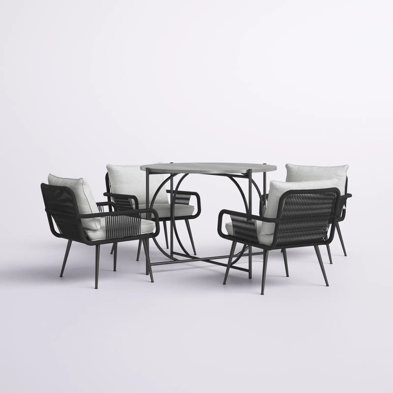 Novar Outdoor Patio Seating Set 4 Chairs and 1 Table Set Braided & Rope
