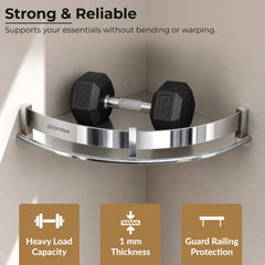 Plantex Corner Shelf for Bathroom Wall/Stainless Steel Bathroom Shelf/Side Corner Shelf/Bathroom Storage Organizer (12x12 inches, Chrome)-5