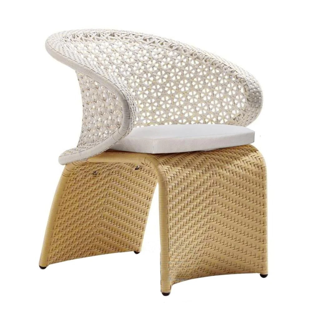 Modero Outdoor Patio Seating Set 6 Chairs and 1 Table Set (Tan + White)