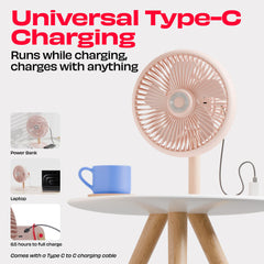 LIT v2 | All Day Wireless™ Rechargeable Table Fan with Mood Light
