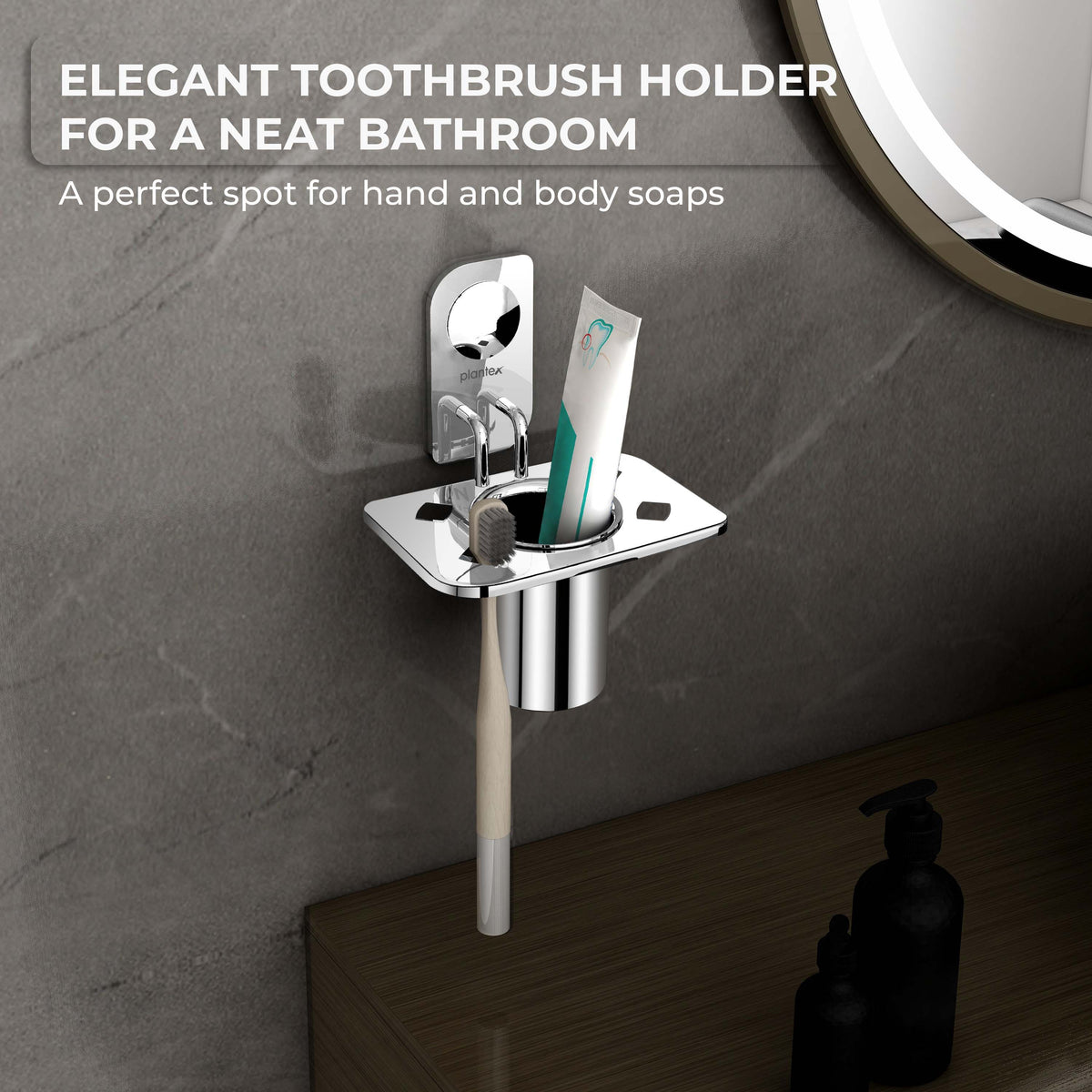 Plantex Stainless Steel Tooth Brush Holder/Tumbler Holder/Bathroom Accessories - (Dream - Chrome)-6