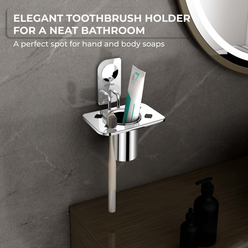 Plantex Stainless Steel Tooth Brush Holder/Tumbler Holder/Bathroom Accessories - (Dream - Chrome)-6