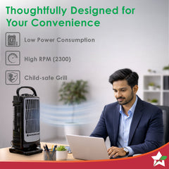 Wonderchef Tornado Portable Fan, For Home and Office Tabletop, 3 Speed Settings, 2kg Mini Portable Fan, Low Power Consum