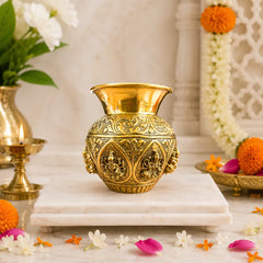 Brass Ashtalakshmi Kodam / Kalash (5.5 Inch)