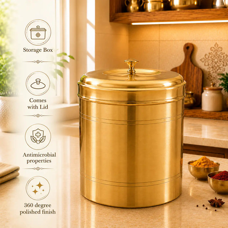 Brass Storage Container With Lid (11 Inch)