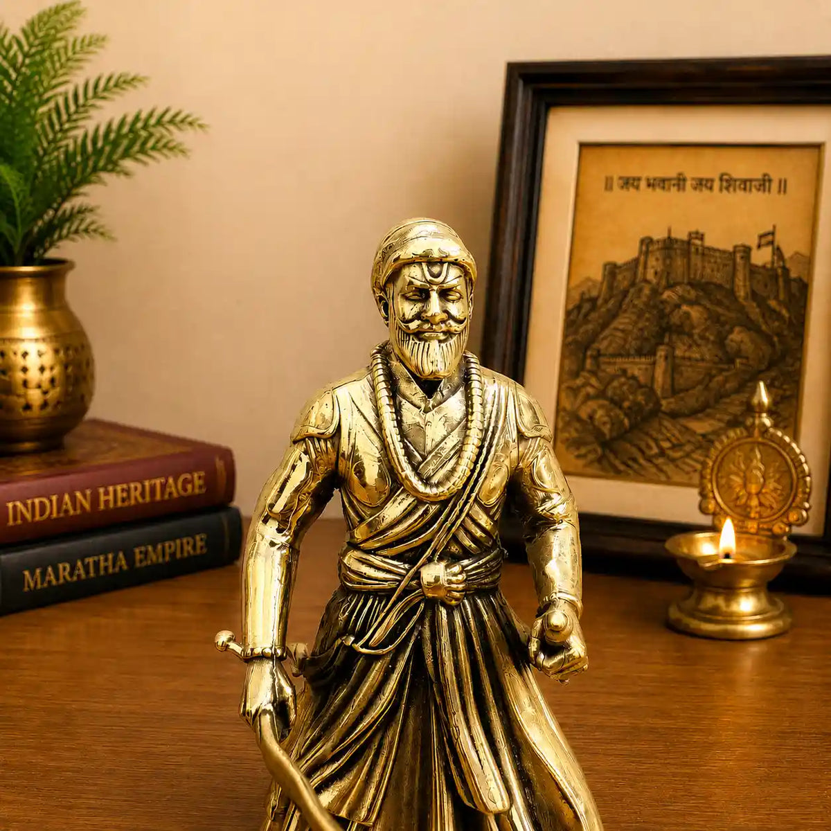 Brass Lightweight Chatrapati Shivaji Maharaj Idol (5 Inch)