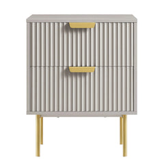 Velin Ridged 2 Drawer Bedside Table