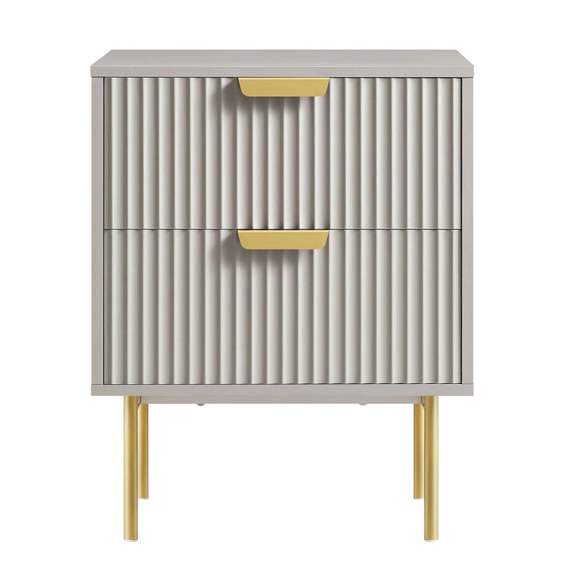 Velin Ridged 2 Drawer Bedside Table