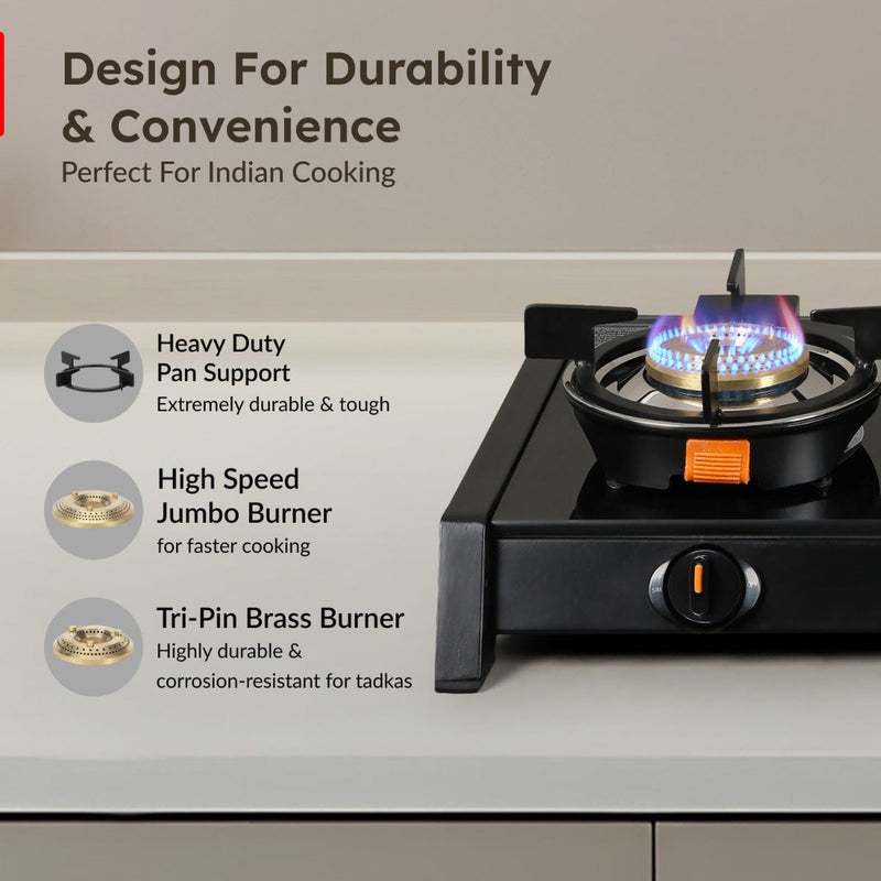 Prestige Svachh Glass Top Gas Stove (3 Burners) with Liftable Burners - GTSB-03, Prestige Svachh Triply Outer Lid Pressure Cooker with Unique Deep Lid for Spillage Control, 5 Litre, Silver