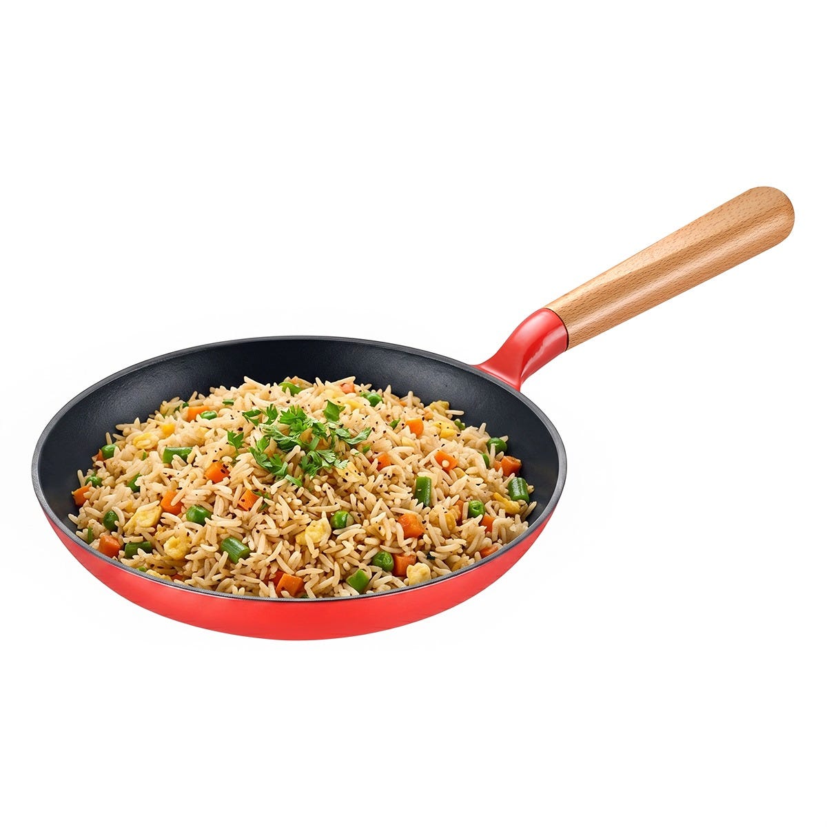 Prestige Castlite Enamel Coated Cast Iron Fry Pan 24cm/1.4L, Stay-Cool Wooden Handle + Prestige Castlite Enamel Coated Cast Iron Kadai 20cm/1.4L, Gas & Induction Compatible, 15Y Warranty