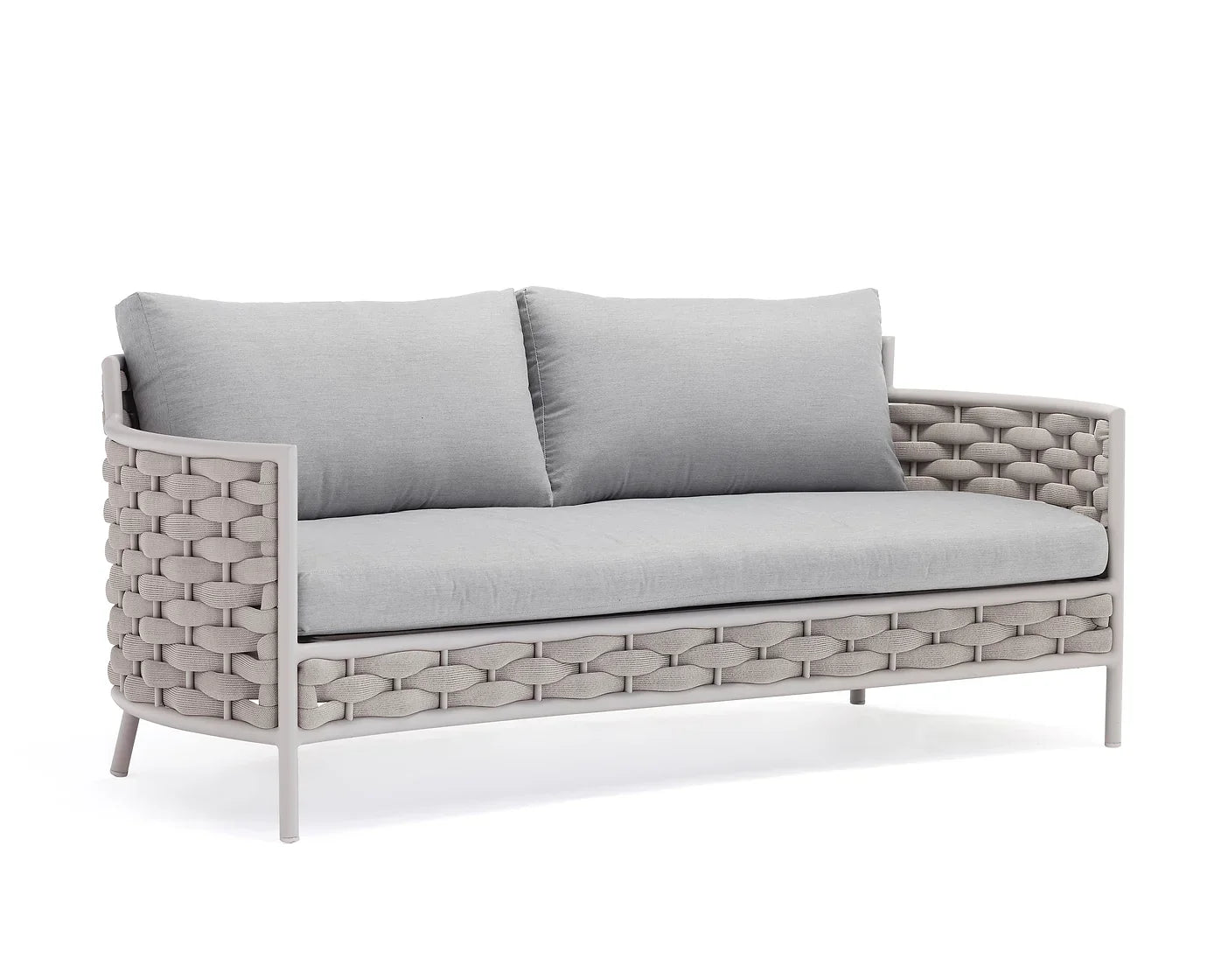 Nivio Outdoor Garden Balcony Sofa Set 2 Seater, 2 Single seater and 1 Center Table Set, Braid & Rope(White + Cream)