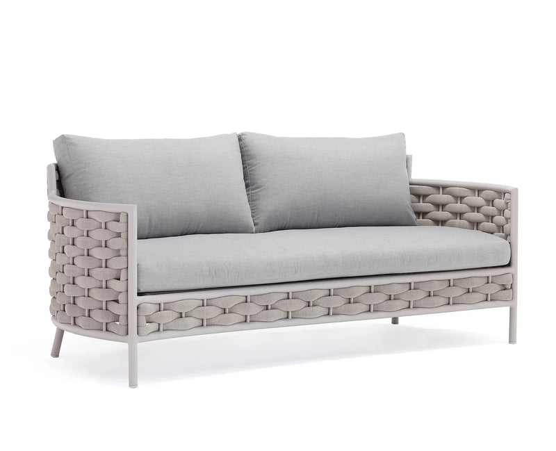 Nivio Outdoor Garden Balcony Sofa Set 2 Seater, 2 Single seater and 1 Center Table Set, Braid & Rope(White + Cream)