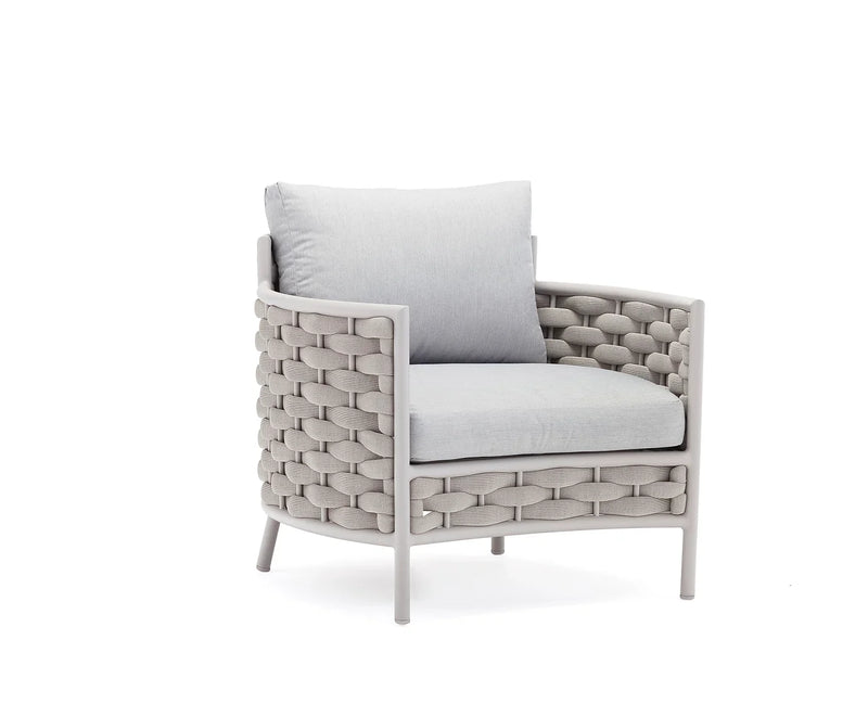 Nivio Outdoor Garden Balcony Sofa Set 2 Seater, 2 Single seater and 1 Center Table Set, Braid & Rope(White + Cream)