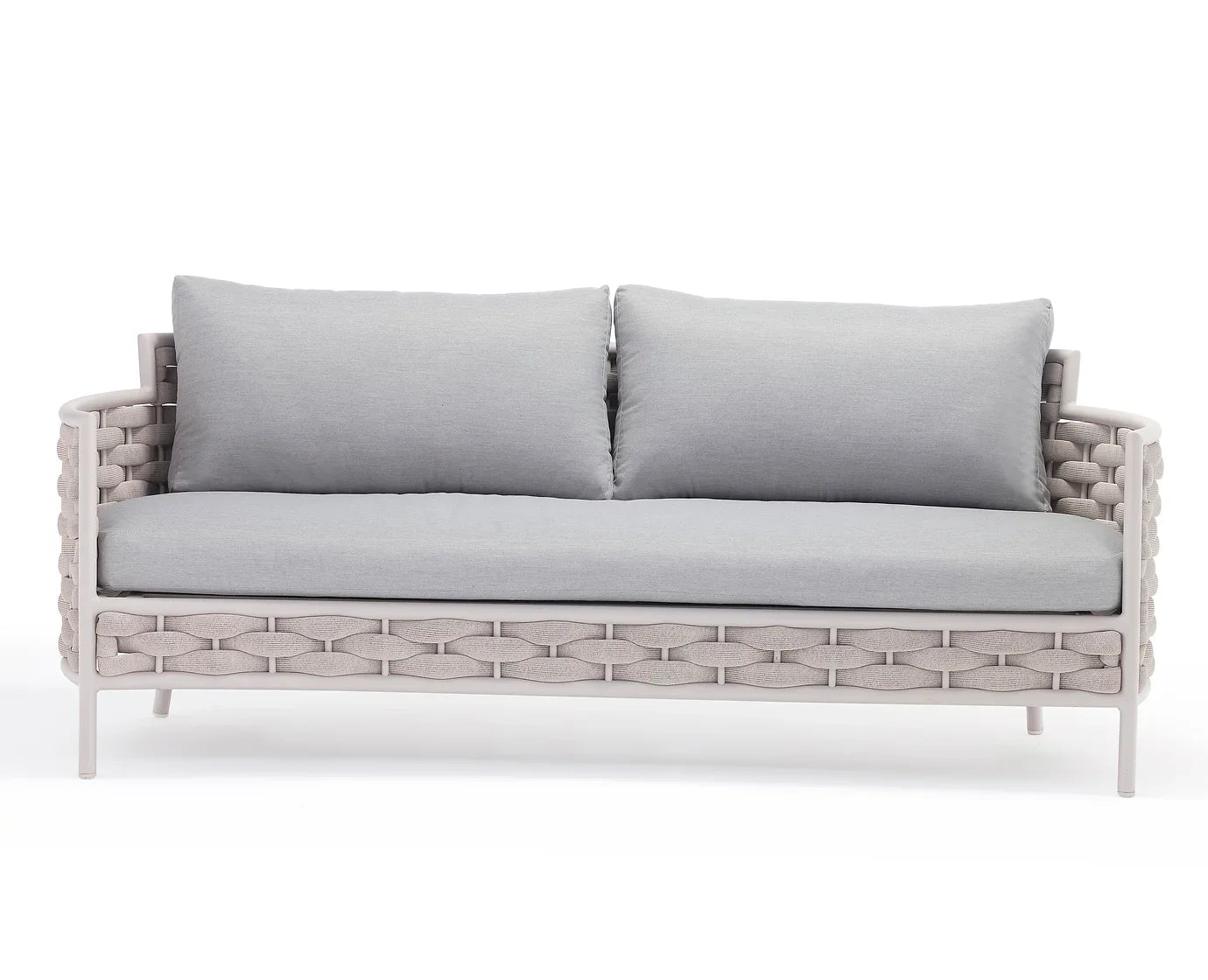 Nivio Outdoor Garden Balcony Sofa Set 2 Seater, 2 Single seater and 1 Center Table Set, Braid & Rope(White + Cream)