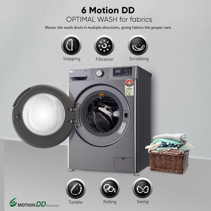 LG 10 kg 5 Star Fully Automatic Front Load Washing Machine (FHP1410Z7P.APSQEIL, Smart Diagnosis, Platinum Silver)