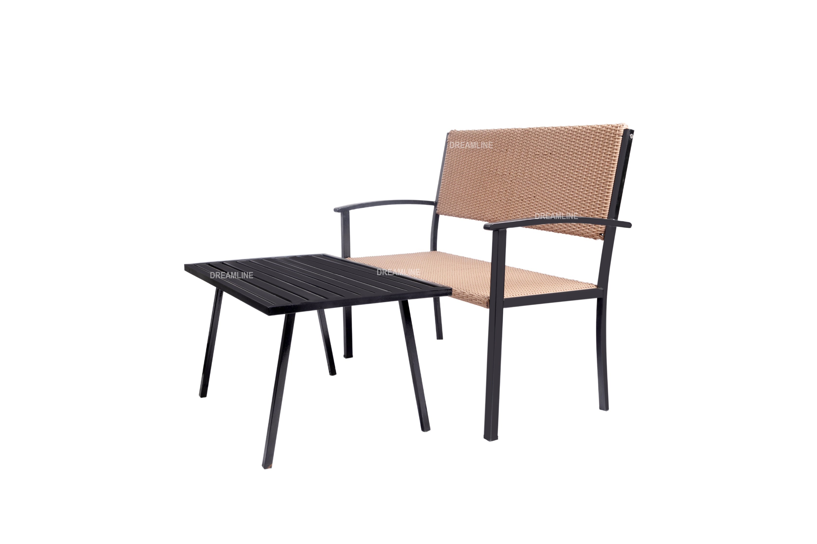 Zac Wicker 2 Seater and 1 Table Garden Bench for Outdoor Park - (Brown)