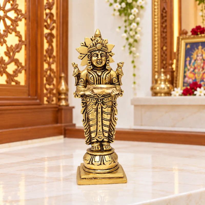 Brass Standing Deep Lakshmi Pair (8 Inch)