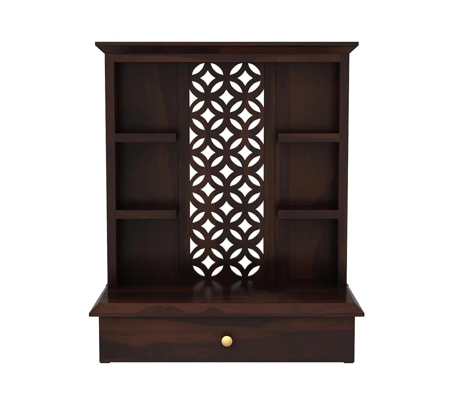 Vaishnav Heritage Solid Wood Home Temple with Ornate Back Panel