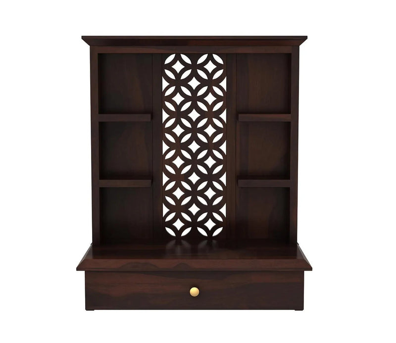 Vaishnav Heritage Solid Wood Home Temple with Ornate Back Panel