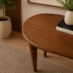 Mid-Century Modern Curved Wooden Console Table