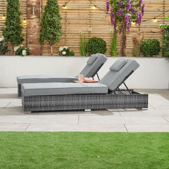 Arrigo Outdoor Swimming Poolside Lounger Set of 2 (Black + Grey)