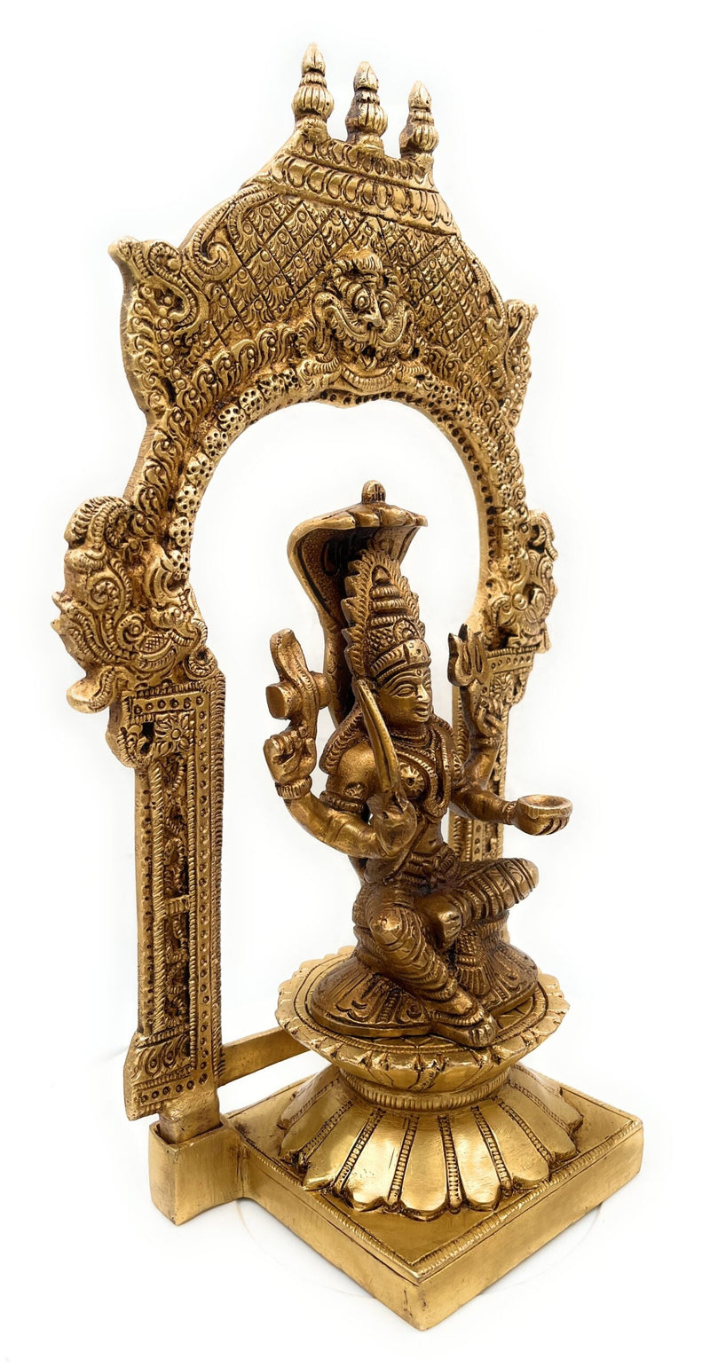Brass Mariamman Idol, Handcrafted Mariyamma Vigraham, Samayapuram Muthu Mariamman Statue, Renuka Yellamma Devi Murti,Gold, 12 Inch, 1 Piece